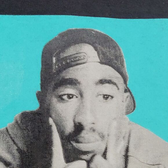 2PAC Shakur Cropped Shirt Womens XL 23x18 Black - Picture 9 of 11